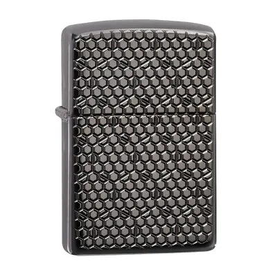 New Zippo Lighter Deep Carved Hexagon Mesmerizing Black Ice® Design Gift/Boxed • £64.40