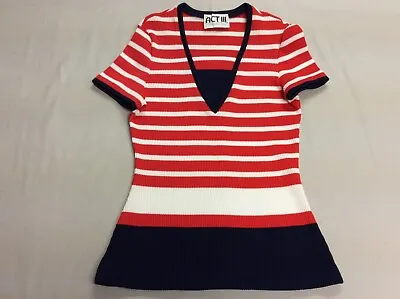 Vintage 70s Act Iii Sporty Striped Shirt Ilgwu Workers Union Usa Womens Size 12 • $1.99