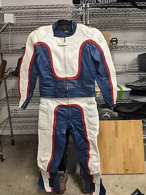 Lewis Leathers Motorcycle Racing Suit Vintage 80s Genuine Rawhide Size 40/102 • $875