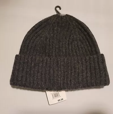 NORDSTROM  100% Mongolian Cashmere Ribbed Cuff Beanie Gray • $60