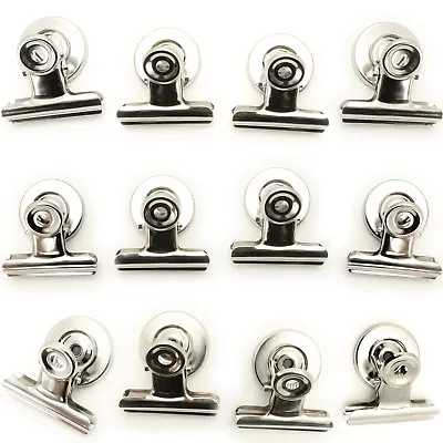 Fridge Magnet Clips Magnetic Non Slip Heavy Duty Memo Note Message Holder 12pcs • £6.85