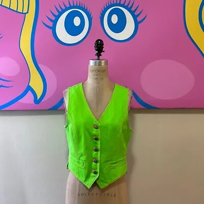 Moschino Jeans Lime Green Denim Vest Heart Cut Out • $505.75