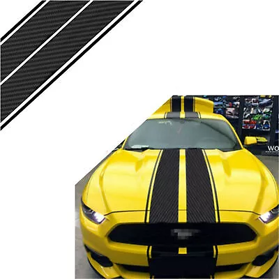 For Ford Mustang Black Rally Racing Stripes Hood Roof Trunk Decal Sticker Wrap • $22.98