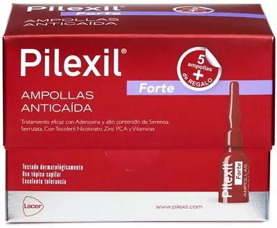 PILEXIL FORTE 20 Ampoules Hair Loss Growth (+5 Ampoules Free) 20=15 +5 FRESH NEW • $49.98