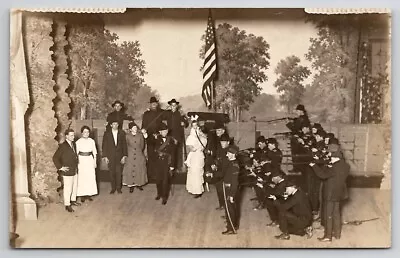 RPPC Theatre Stage Play Actors Civil War Soldiers Rifles Cannon  Postcard R21 • $19.95