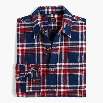 J Crew Flannel Shirt Mens Large Slim Plaid Antique Navy Red NEW $89.50 Retail • $24.99