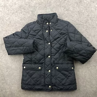 J Crew Jacket Women XS Black Quilted Puffer Cargo Pocket Snap Front • $24.49