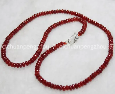 Faceted 2x4mm Brazil Red Ruby Rondelle Gems Beads Necklace 16-24'' Silver Clasp • $3.59