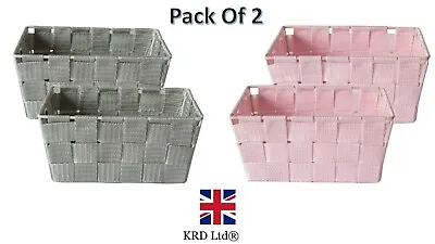 £8.52 • Buy 2 X Handy Woven Storage Basket Crate School Kitchen Bathroom Toy Shelf Organiser