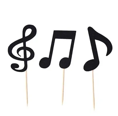 £3.29 • Buy Musical Note Music Note Keyboard Cake Toppers Black Glitter Cake Decoration X6