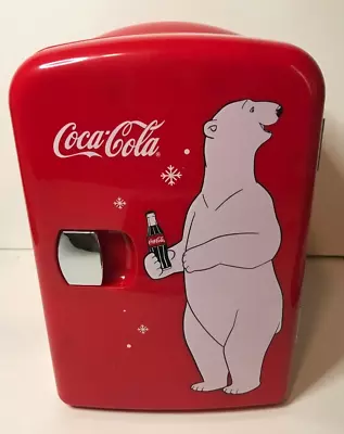 Koolatron Mini Coca-Cola Fridge Retro Polar Bear 10.4  Fits 6 Cans 12oz • $41.01