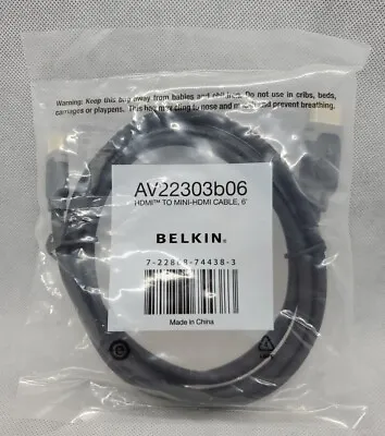 Belkin 6 Ft HDMI To Mini-HDMI Cable AV22303b06 (Brand New) • $6.99
