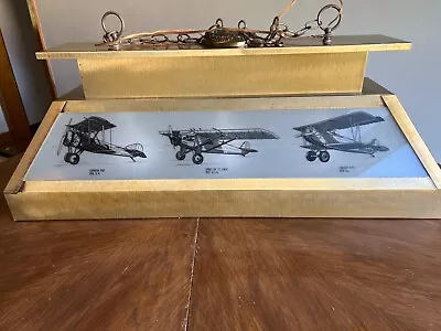 Vintage Brass Glass Aviator WWI Planes Hanging Light Billiard Table Bar Man Cave • $275