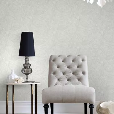 Boutique Twist Embossed Metallic Geometric White/Silver Wallpaper 101427 • £15