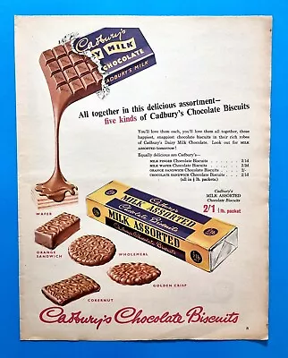 1950's Magazine  Print AD  CADBURYS  Milk Chocolate  Vintage Advertising-APA26 • $19.95