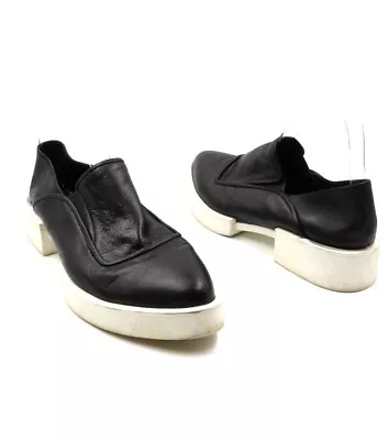 H WILLIAMS Size 40 Black Leather Pointed Toe Slip On Flat Shoes • $14.39