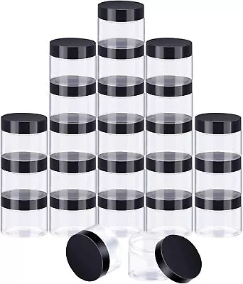 SATINIOR 24 Pieces Empty Clear Plastic Jars With Lids Round 2 OZ Black Lid  • $32.90