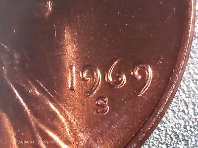 1969 S 1969s  Double Die Obverse DDO Lincoln Memorial.  Beautiful Red Error Coin • $285