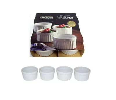 4 X White Round Ceramic Ramekin Dish - 9cm - Dishwasher Freezer Microwave Safe • £9.50