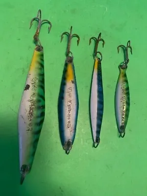 Set Of 4 Vintage Sea Strike Jigs In Different Sizes With 2 Surface And 2 Heavy • $54.95