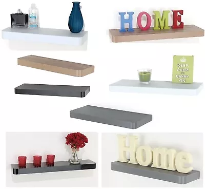Narrow Floating Wall Shelve Shelf Shelving Kit Rack Decorating Display 4 Colours • £14.99