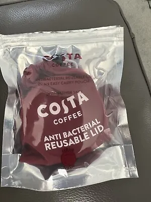 New & Sealed Red Costa Coffee Anti Bacterial Reusable Lid With Carry Pouch. • £1.20