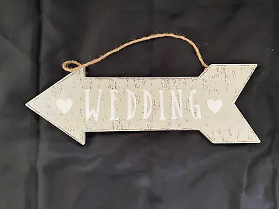 £3.95 • Buy Wedding Arrow Left Sign Plaque Wooden Party.