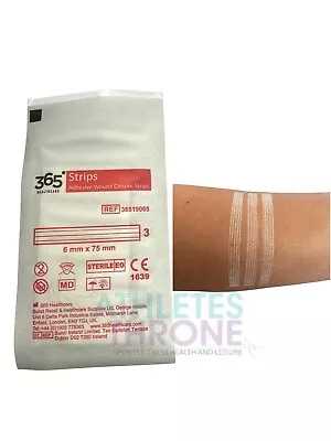 Sterile Adhesive Skin Wound Closure Strips Sutures Stitch Latex Free 6mm X 75mm • £1.39