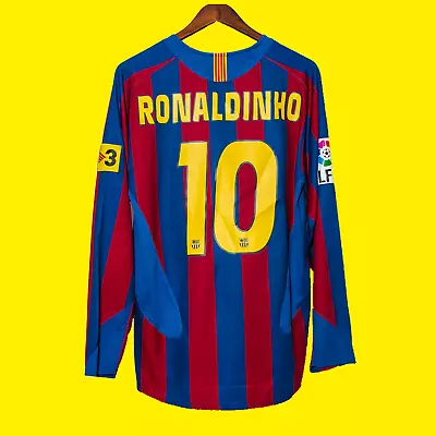 Ronaldinho #10 Fc Barcelona Chompions League 2005/2006 Long Sleeve Jersey • $73