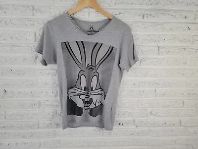 Warner Bros Bugs Bunny Junior Shirt Small Gray VNeck Life Is A Joke Novelty Tee • £19.27