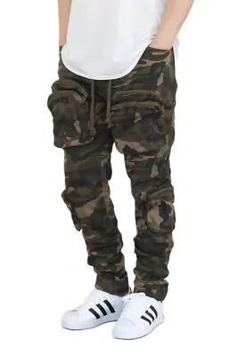 Men's Double Cargo Pocket Stretch Jogger Pants 3 Colors *jg3034 • $33.99