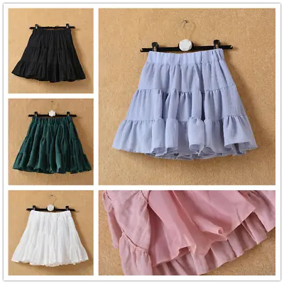 £17.75 • Buy Ruffles Women Skirt Petticoat Chiffon Layered Pleated Frill Mini Slip Mini