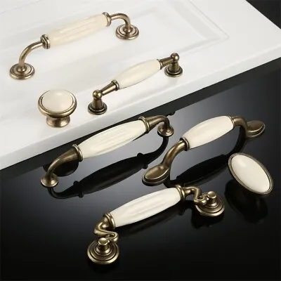 $7.91 • Buy Classical Ceramic White Door Handle Modern Furniture Drawer Pulls Cabinet Knobs