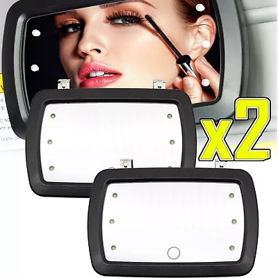 Pair LED Lighted Light Clip-On Sun Visor Vanity Mirror Car Makeup Women Cosmetic • $17.99