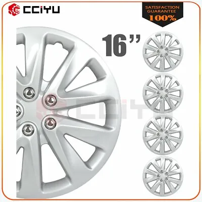 4 Pcs 16 Inch Universal Wheel Hub Caps Black & Silver Wheel Cover Wheel Trim Kit • $43.74