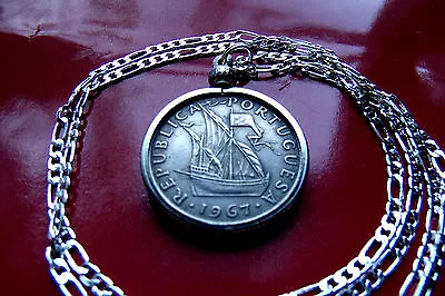 $72 • Buy Portuguese 5 Escudo Sailing Ship Coin Pendant On A 28  925 Sterling Silver Chain