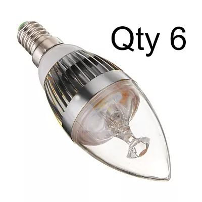 Lot Of (6) E14 LED Lamp 3W 3-LED Light Bulb Candle Chandelier Home Lighting • $22.80