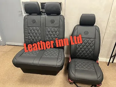 Vw Transporter T5 T6 Seat Covers 3 Seater Front Row 1+2 With 2 Armrest With Logo • $224.02