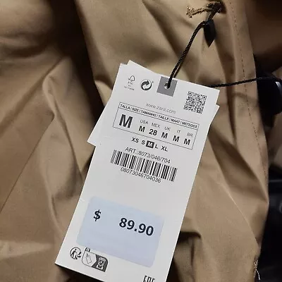 $85 • Buy Zara Technical Trench Coat With Belt Camel Size M | 8073/046