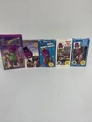 $24.99 • Buy LOT OF 5 BARNEY VHS Goes To School Magical Musical Adventure Home Sweet Home +
