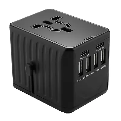 $23.49 • Buy Universal Travel Adapter Plug / Wall Charger With 4 X USB + 2 X Type-C + 2 Fuses