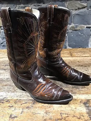 Texas USA RARE Mens Peacock Fancy Western Vintage Cowboy Boots USA Size 9.5D • $599