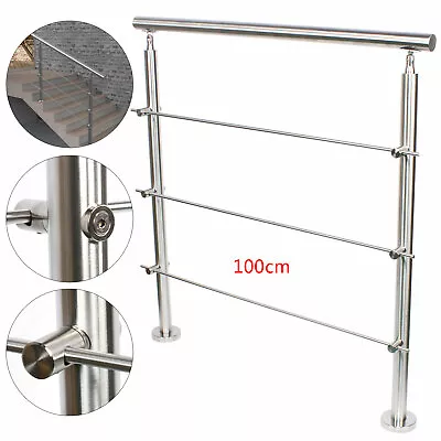 Stainless Steel Balustrade Round Pipe Railing Post Handrail For Balcony Garden • £43.09