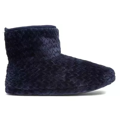 The Slipper Company Mens Slipper Navy Faux Fur Bootie Keswick SIZE • £6.99