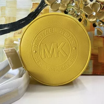 Michael Kors Bag Crossbody Canteen Fulton Small Logo Round Yellow Leather. • $251.23