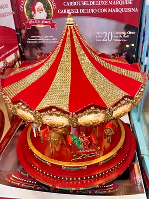 Mr Christmas 17  Marquee Deluxe Carousel Xmas Decorations Plays 20 Songs 240 LED • £237.95