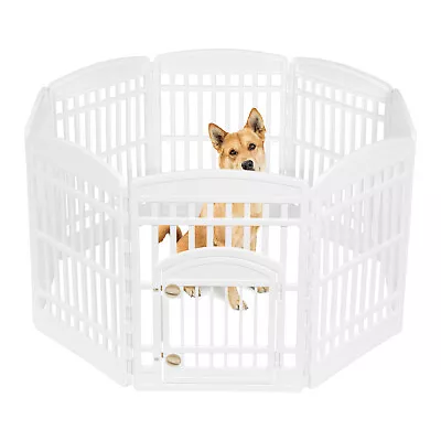 IRIS USA 8-Panel 34-inch Exercise Pet Playpen With Door White • $99.99