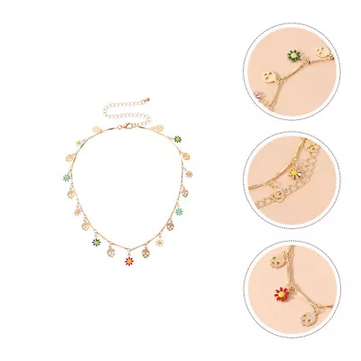  Painted Flower Necklace Alloy Miss Choker Necklaces For Women Camera Key Chains • £8.25