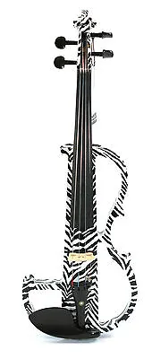 New 4/4 Zebra Design Electric Violin Outfit Inc Case Rosin Bow Cable Headphones • $595