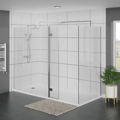 Walk In Wet Room Shower Enclosure Cubicle 8mm Safety Glass Screen Panel Flipper • £306.97